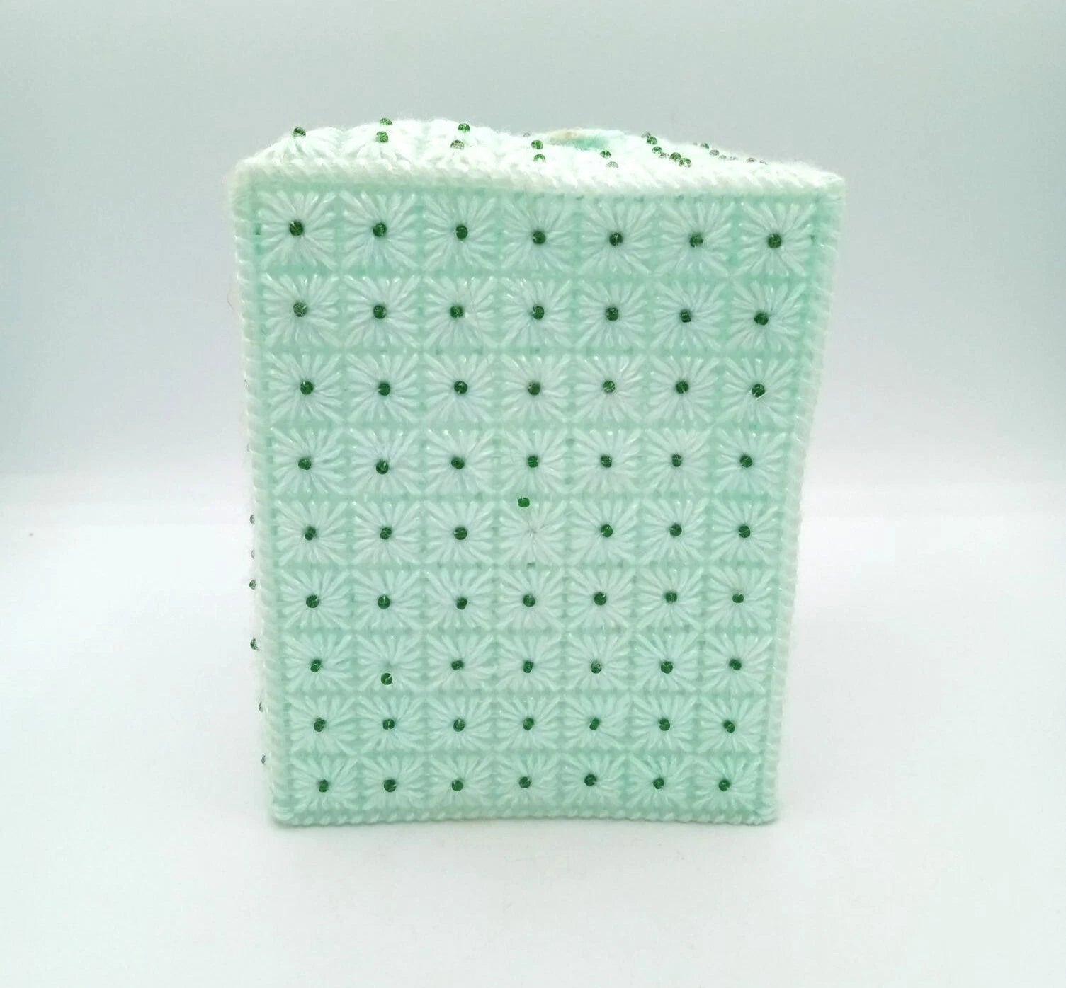 Tissue Box Cover Vintage Green Plastic Canvas Pattern 5.75 Inches Handmade | eBay