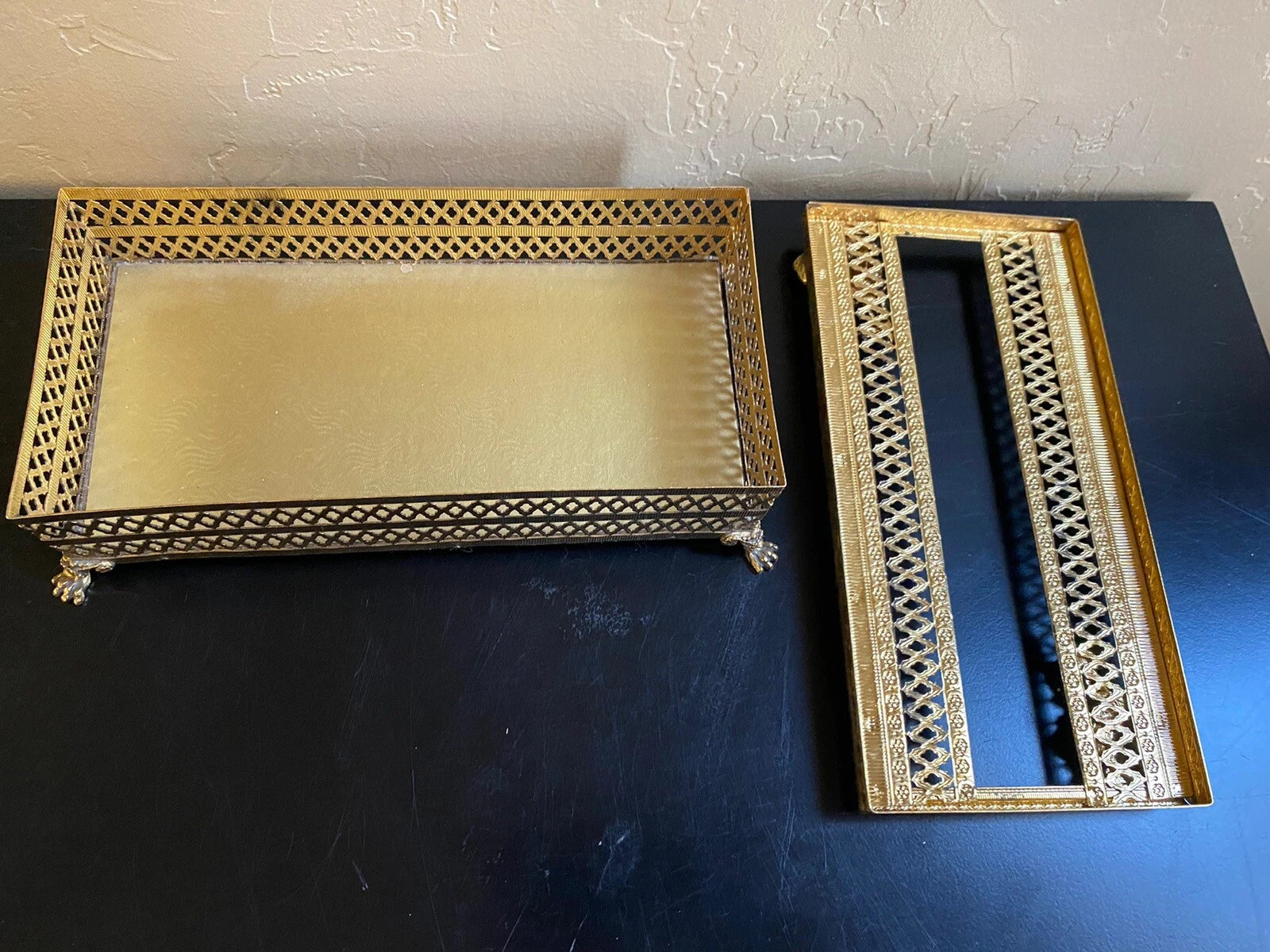 Vintage Brass Tissue Box Holder 1960s Gold Bathroom | eBay