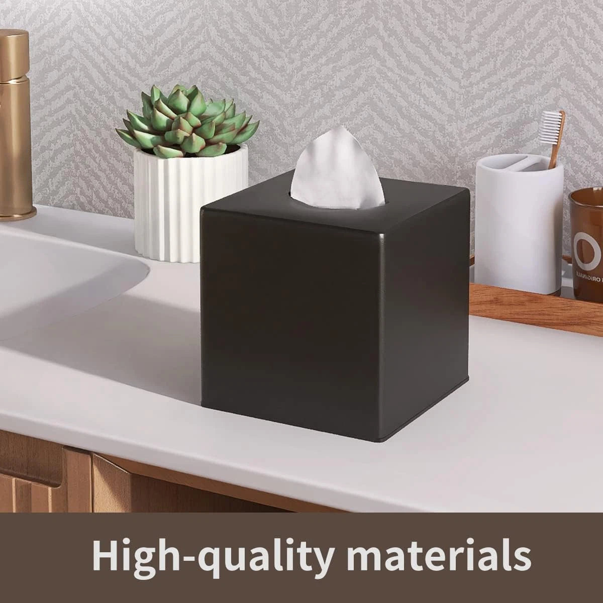 Square Facial Tissue Box Holder Cover Storage for Bathroom Vanity, Countertops | eBay