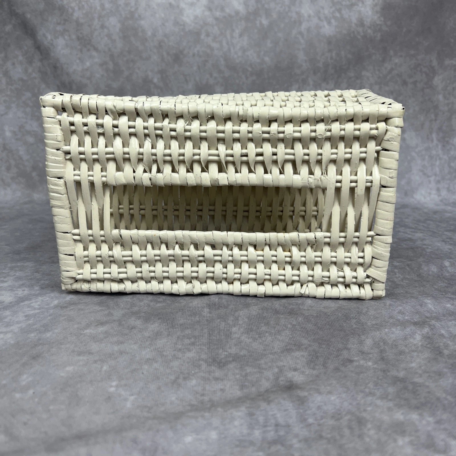 Tissue Box Cover White Wicker Farmhouse Beach Boho Cottage Core Country VTG | eBay