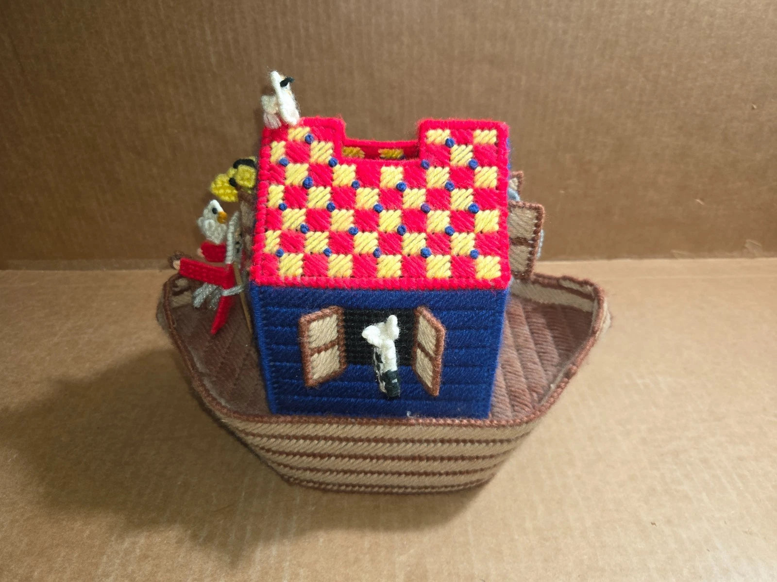 Tissue Box Holder Square Needlepoint Noahs Ark | eBay