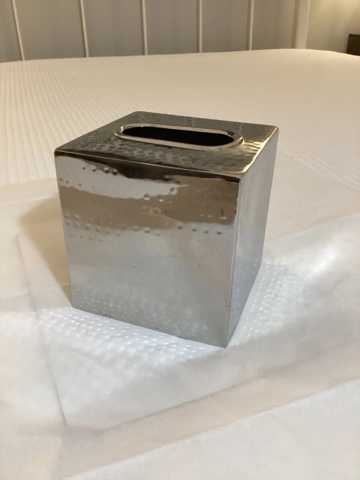 Textured Silver Metal India Boutique Tissue Box Cover EXCELLENT Condition | eBay