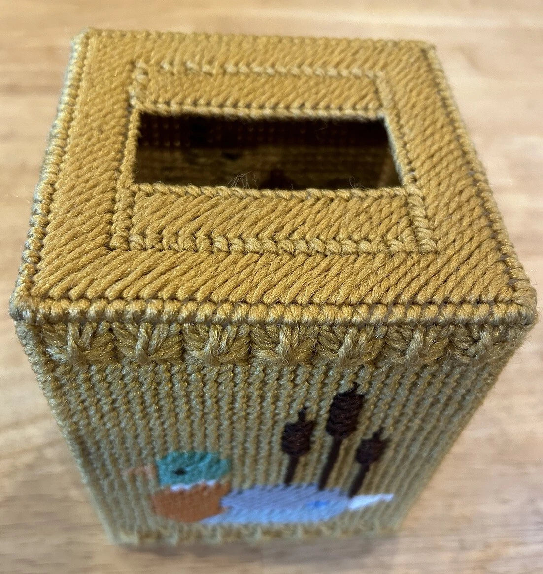 Mallard Duck & Cat Tails Tissue Box Cover Handmade Needlepoint complete | eBay