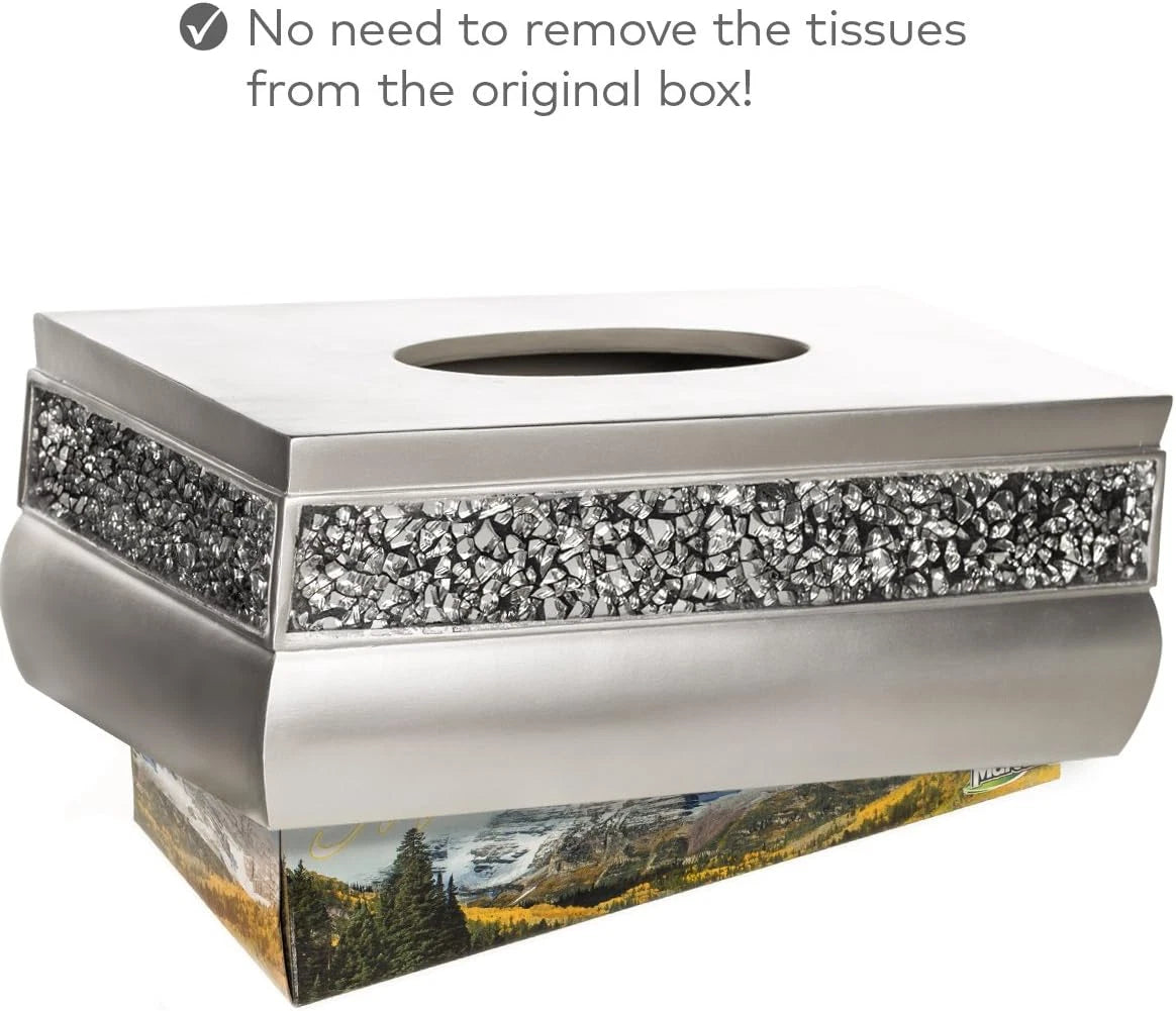 Creative Scents Silver Tissue Box Cover Rectangular - Decorative Bling Tissue Bo | eBay