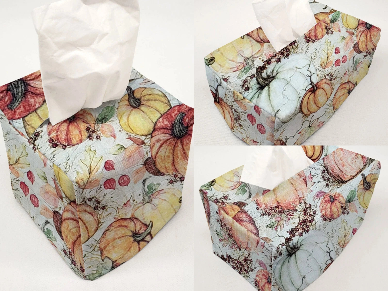 Fall Pumpkins & Leaves Tissue Box Cover | eBay