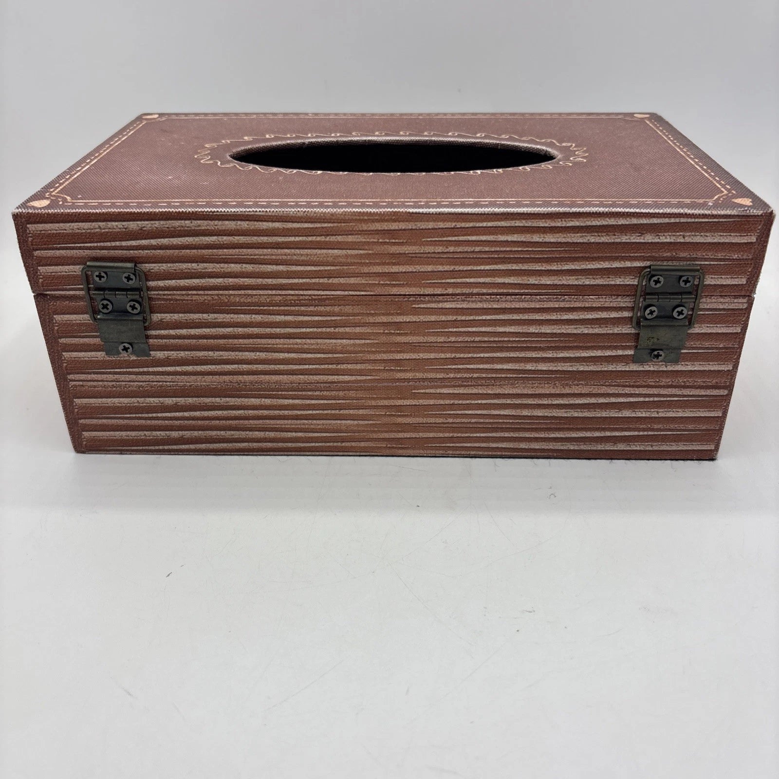 Faux Wood Book Shape Tissue Box Holder Rectangle Box With Metal Closure | eBay