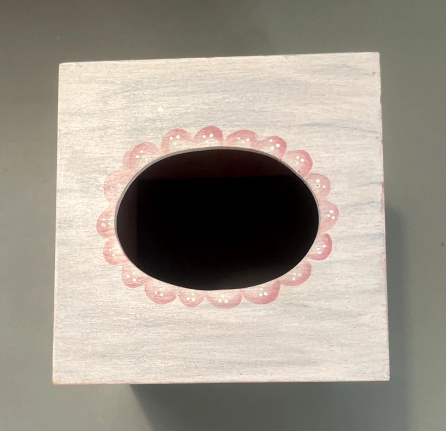 Vintage Square Hand-Painted Tissue Box Cover Floral Wooden | eBay