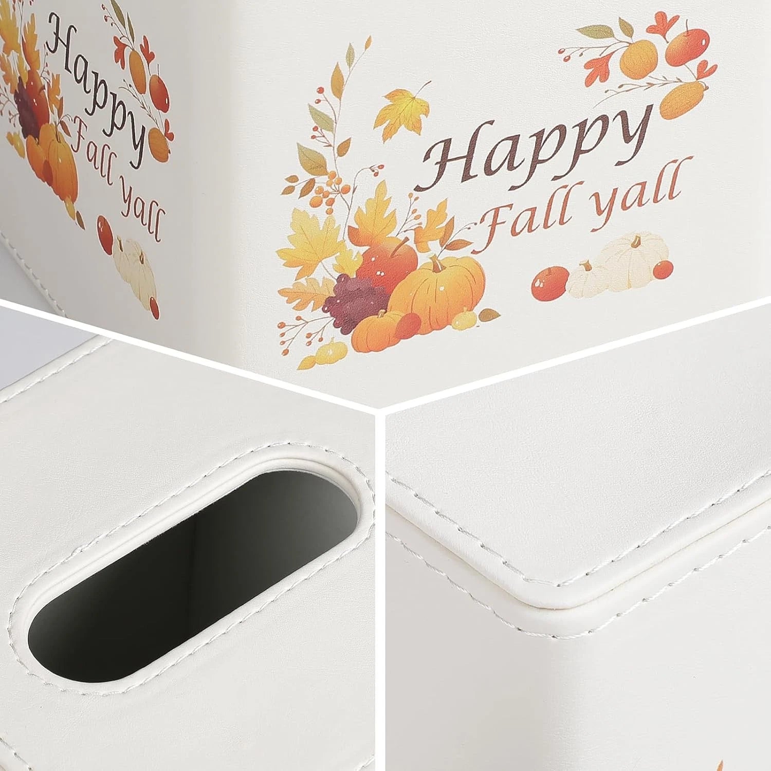 Fall Decor Tissue Box Cover, PU Leather Holder with Magnetic Cream | eBay