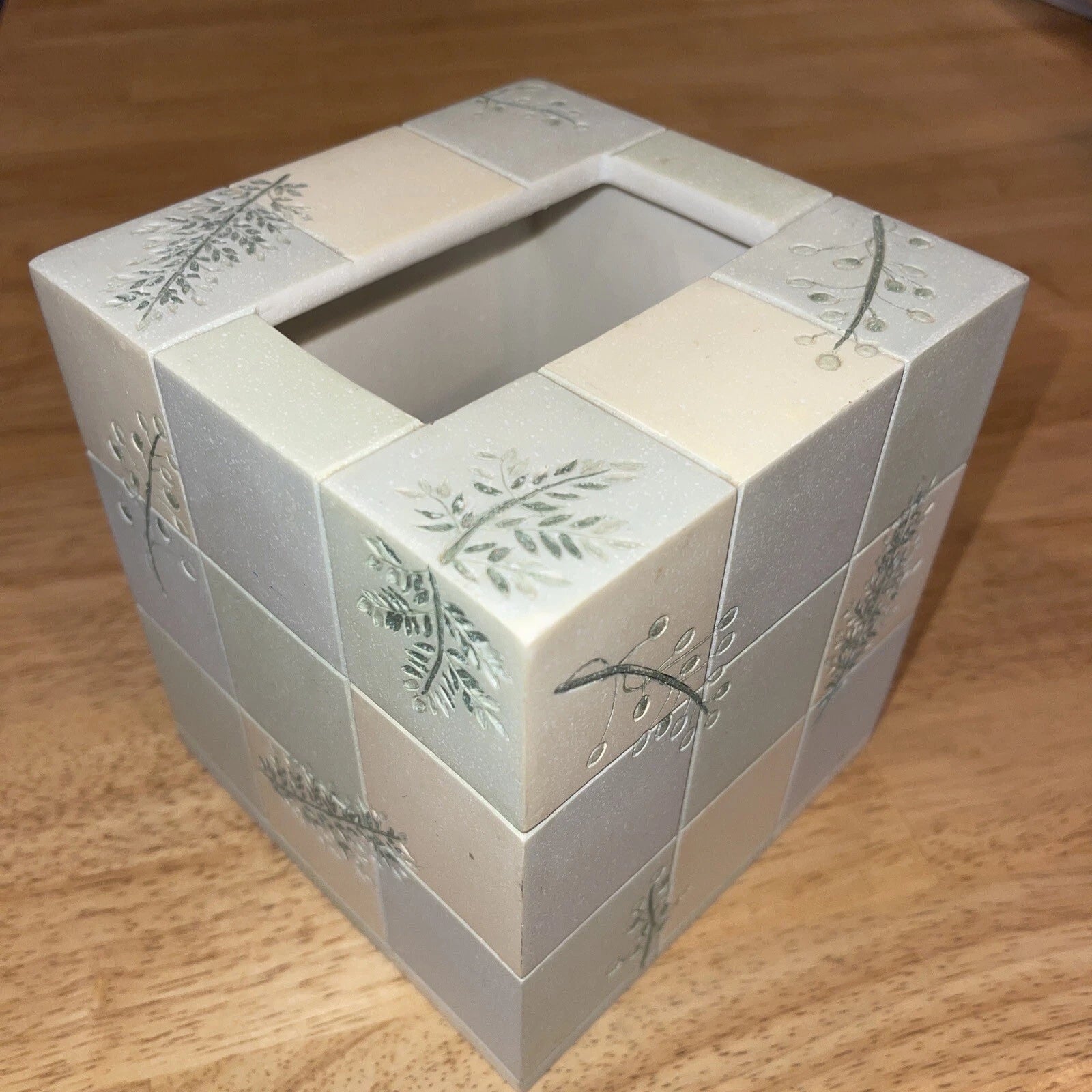 Tissue Cover Box Rainier Square Hand-Painted Foliage Pattern 6" Tall Croscill | eBay
