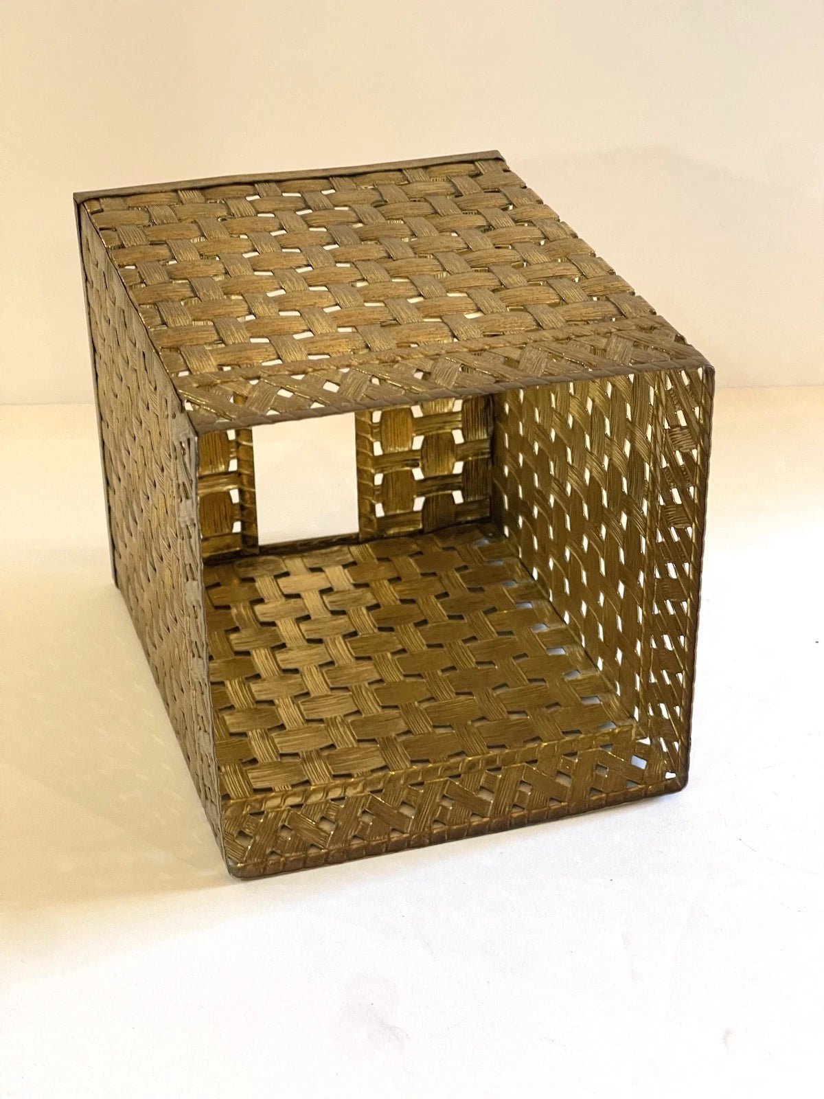 Vintage Kleenex Tissue Box Cover Gold Metal Basket Weave Raised | 6" x 5" | eBay