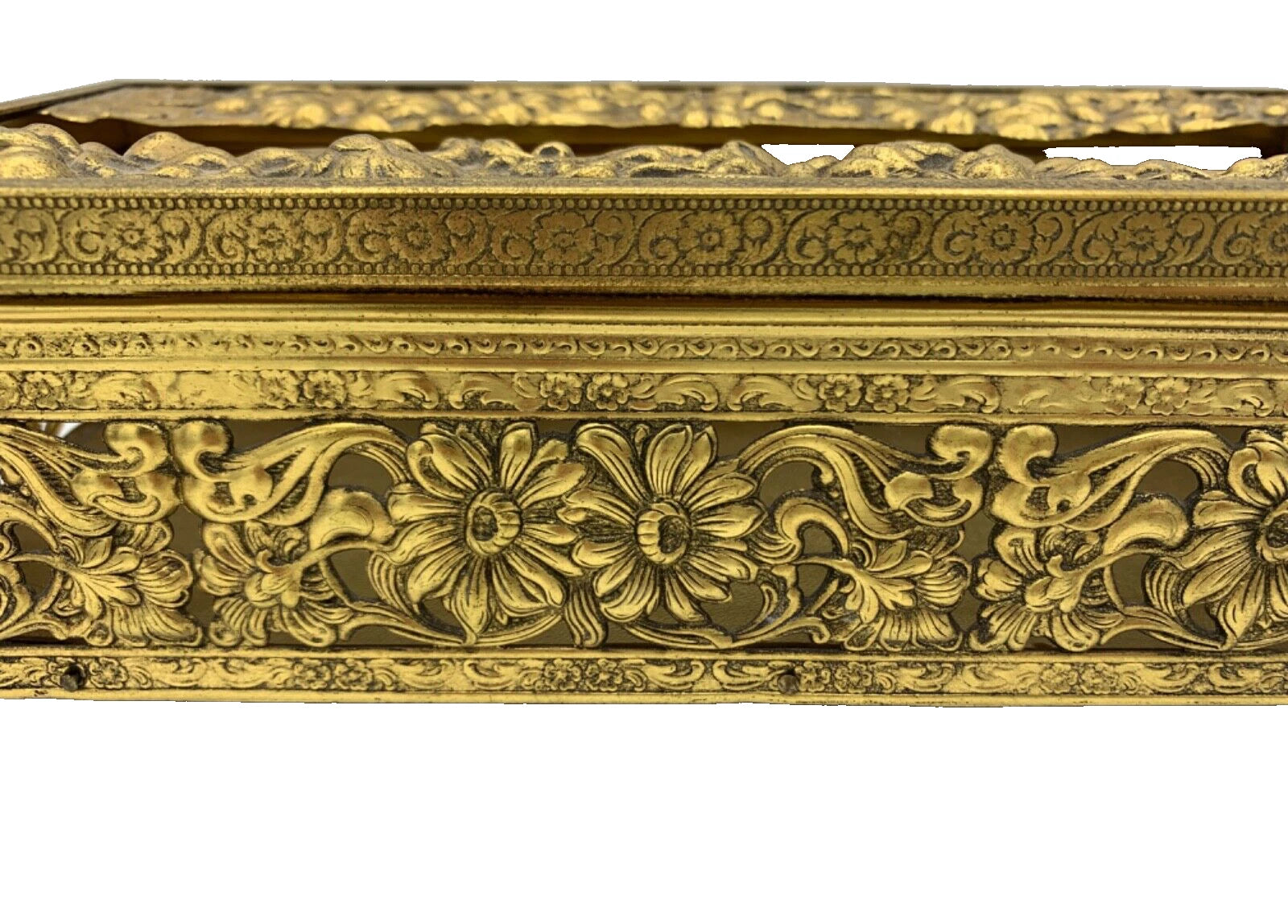 Vtg Hollywood Regency Gold Ormolu Cherub/Putti Tissue Box w/ Floral Decoration | eBay