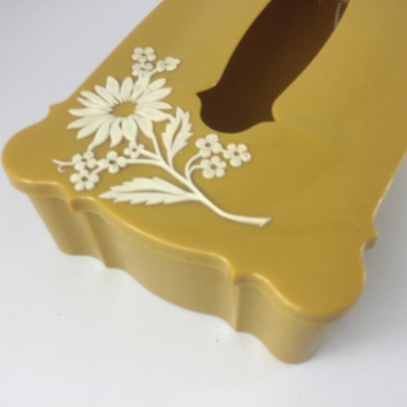 Schartz Vintage Tissue Box Rectangular Container Hinges Yellow Plastic Flowers | eBay