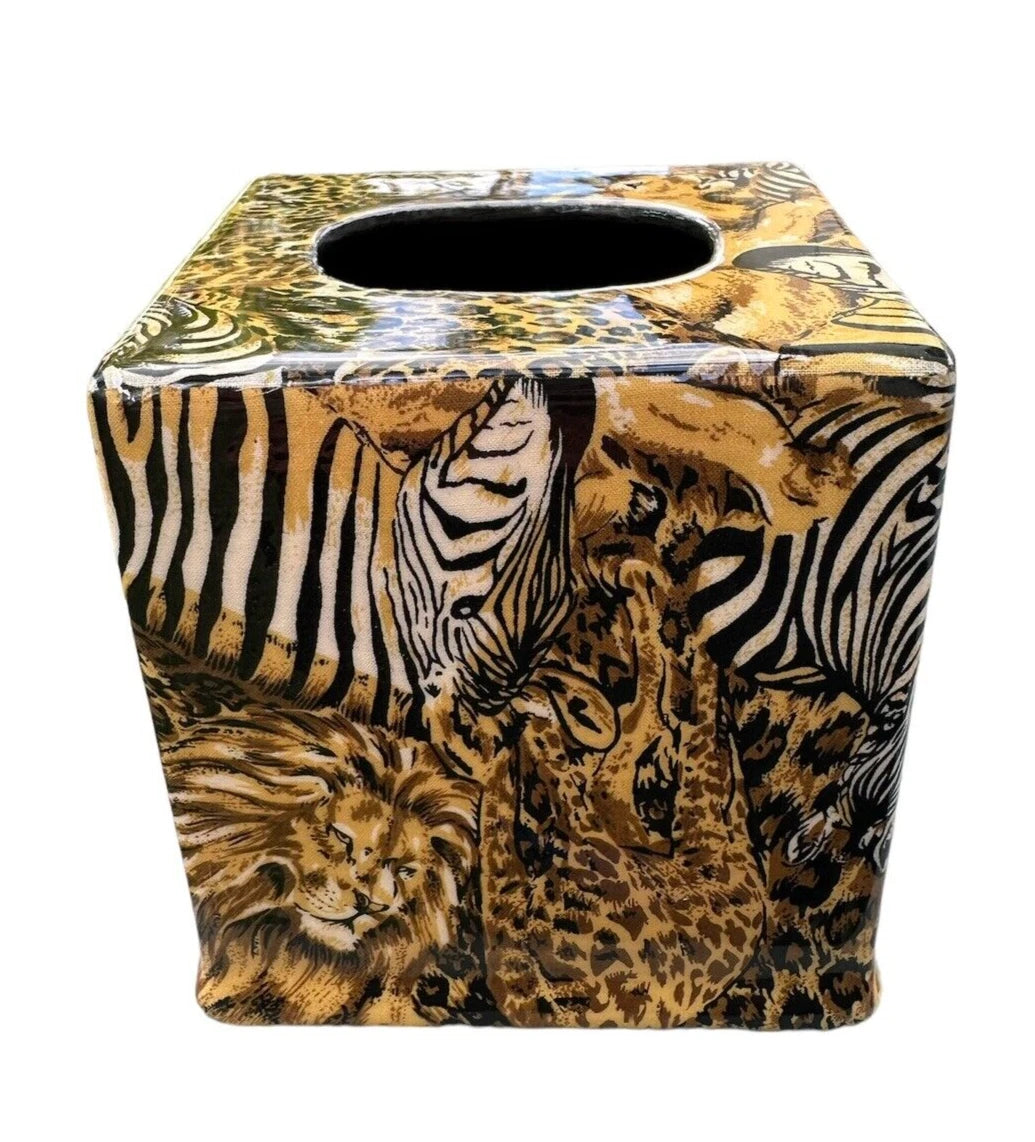 African Safari Tissue Box Cover Lions Leopard Giraffe Cheetah Design. New | eBay
