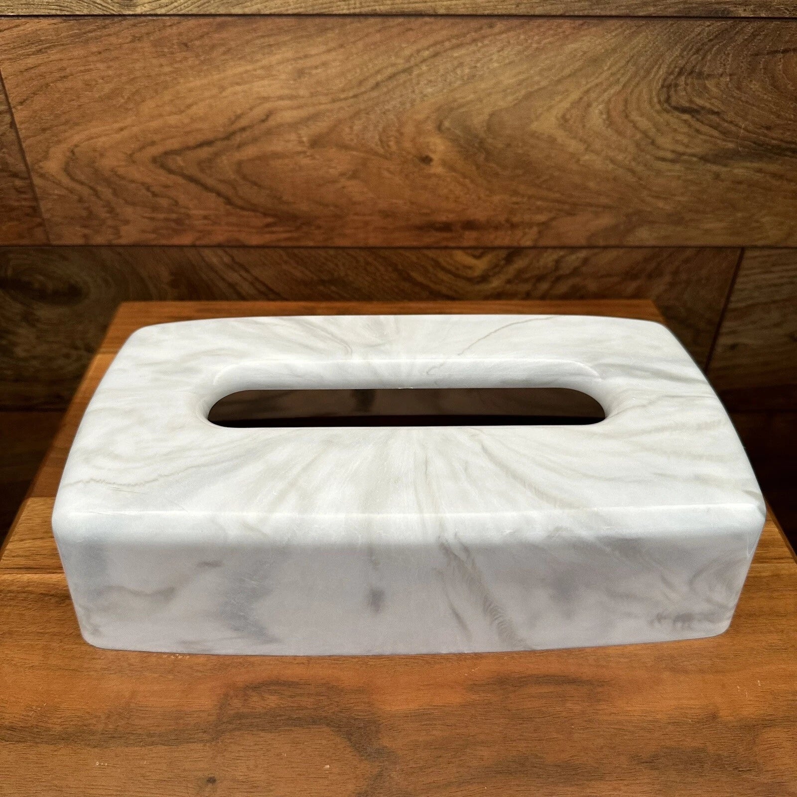 Vintage Tissue Box White Faux Marble Pattern Plastic Cover Rectangular Retro | eBay