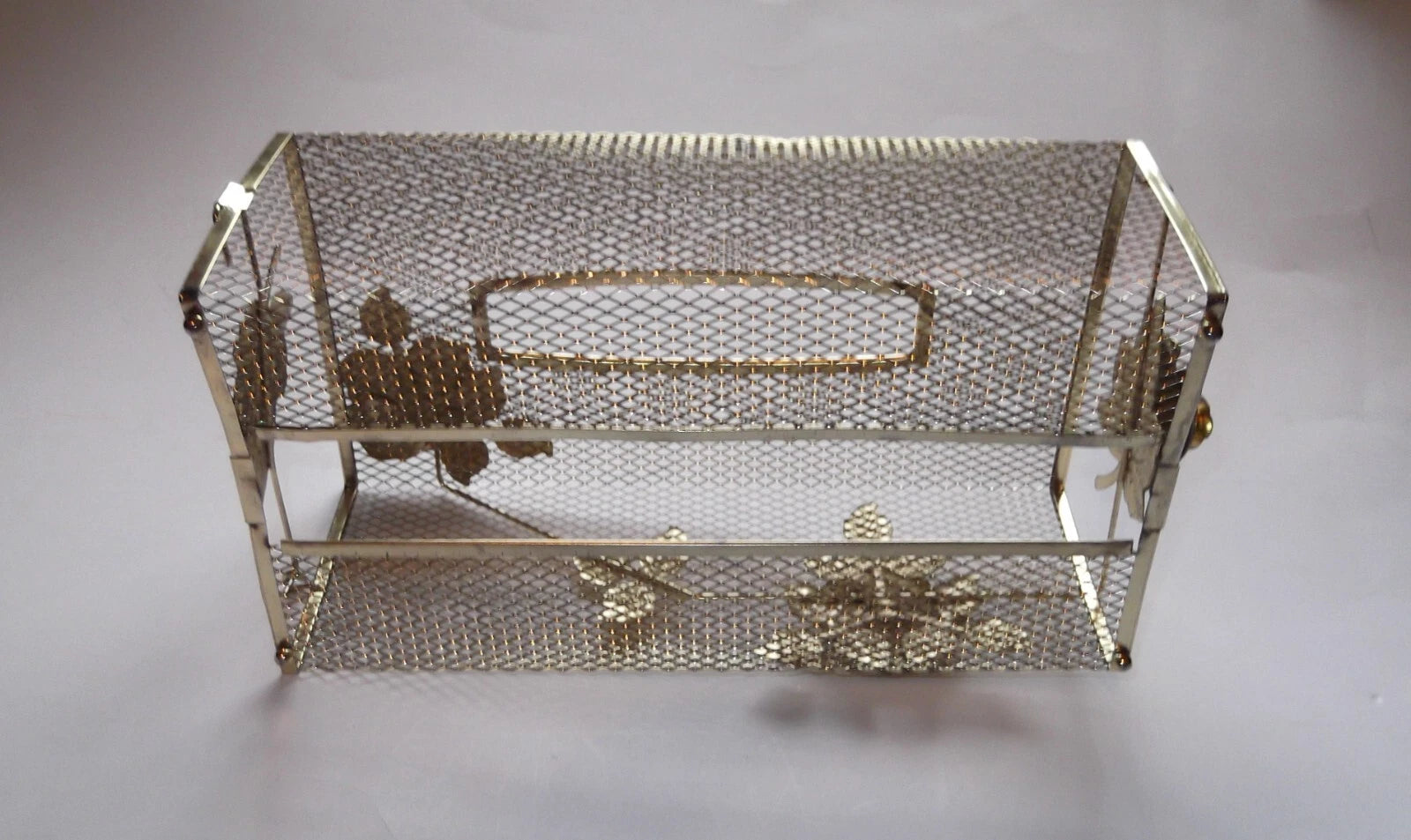 Vintage Wire Tissue Box Holder Gold Mesh with Roses | eBay