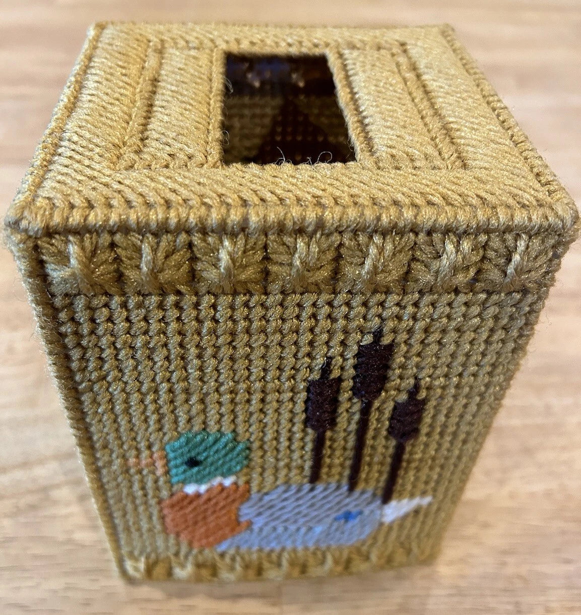 Mallard Duck & Cat Tails Tissue Box Cover Handmade Needlepoint complete | eBay