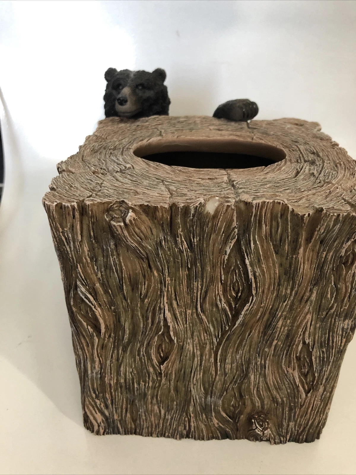 Rustic Black Bear faux bark Tissue Box Cover Cabin Cottage Cube | eBay