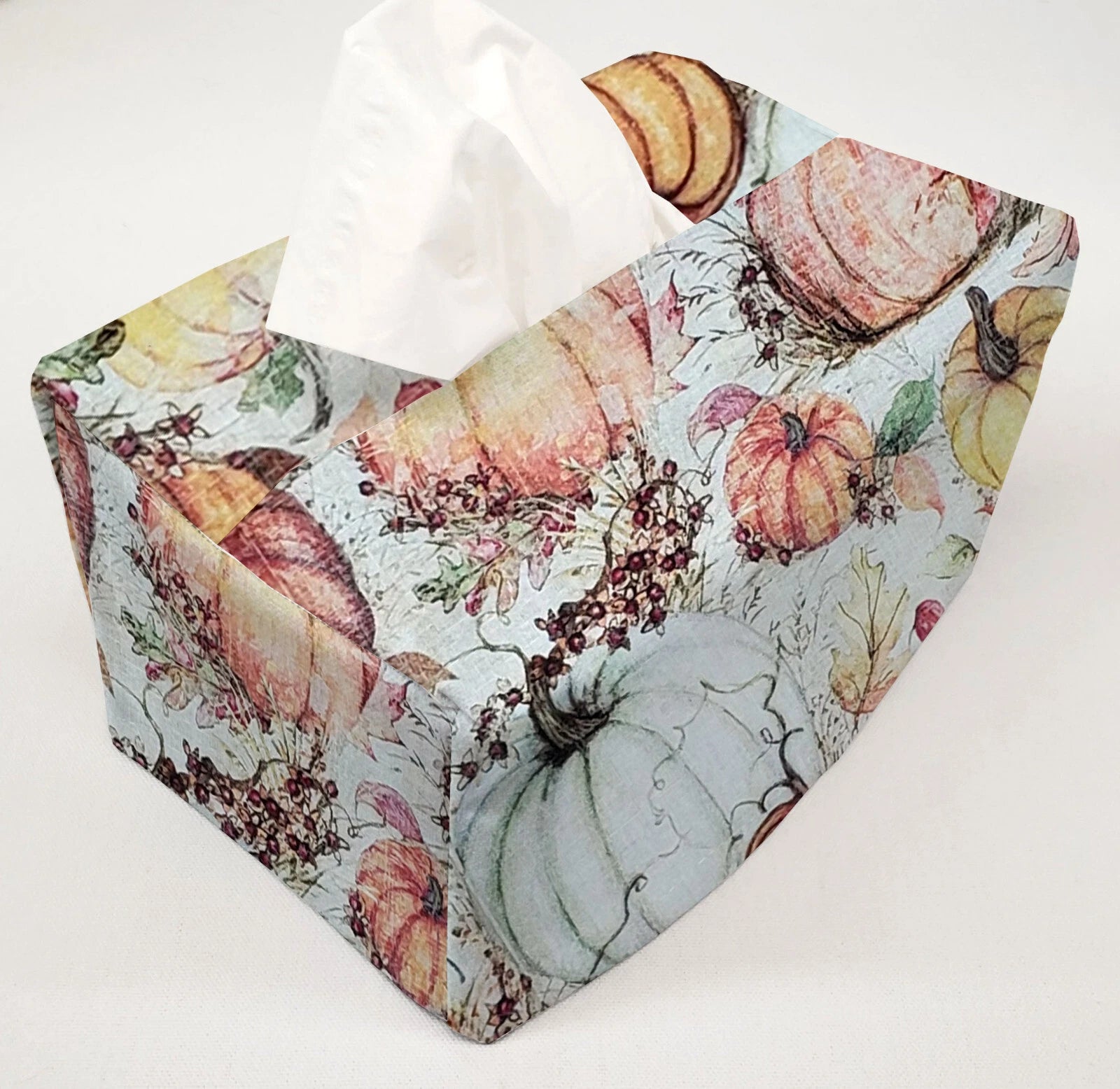 Fall Pumpkins & Leaves Tissue Box Cover | eBay