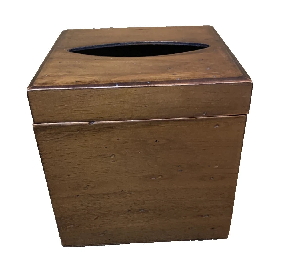 LABRAZEL Wood Tissue Box Holder Cover Hinged Lid Square Cube Handmade Italy | eBay