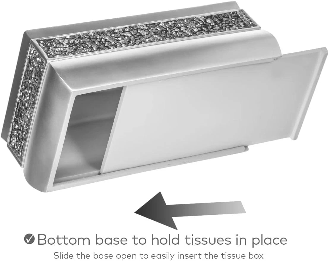 Creative Scents Silver Tissue Box Cover Rectangular - Decorative Bling Tissue Bo | eBay