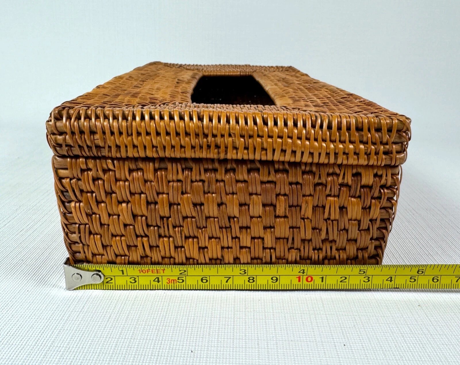 Vintage Wicker Rattan Woven Basket Long Tissue Box Cover Holder Box with Latch | eBay