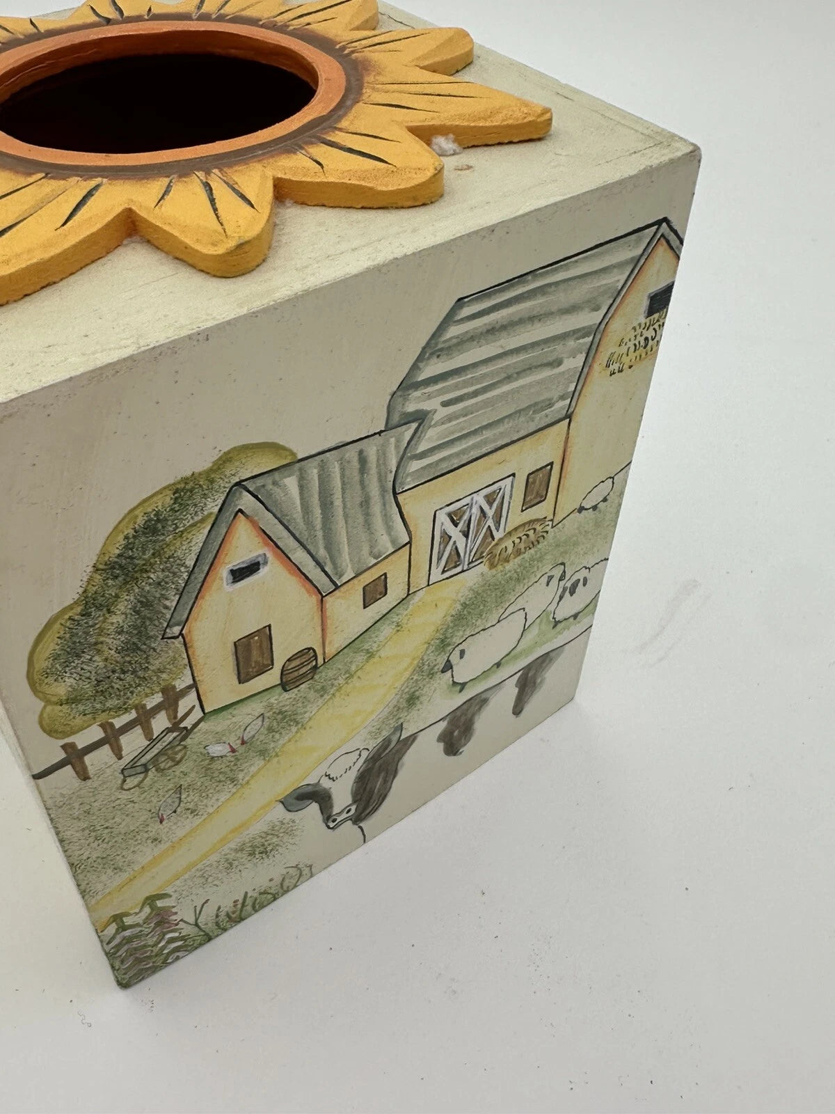 Farm Scenes With Animals Tissue Storage Box Holder Wooden Cover | eBay