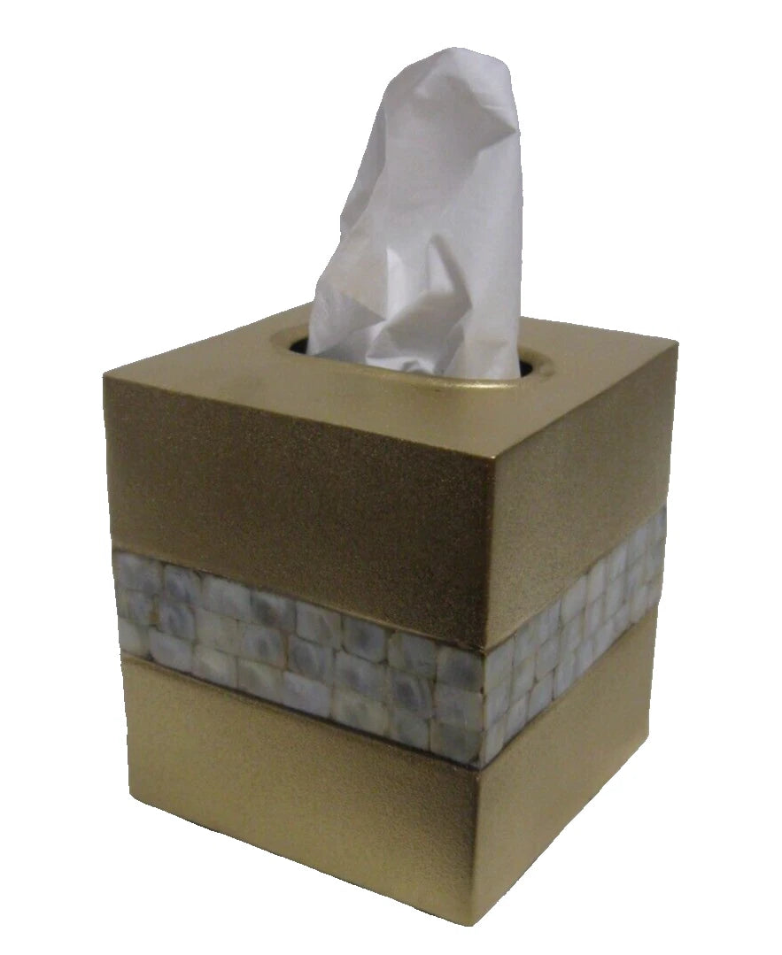 Vintage Gold Metal Tissue Box Cover Inlaid Mother of Pearl | eBay