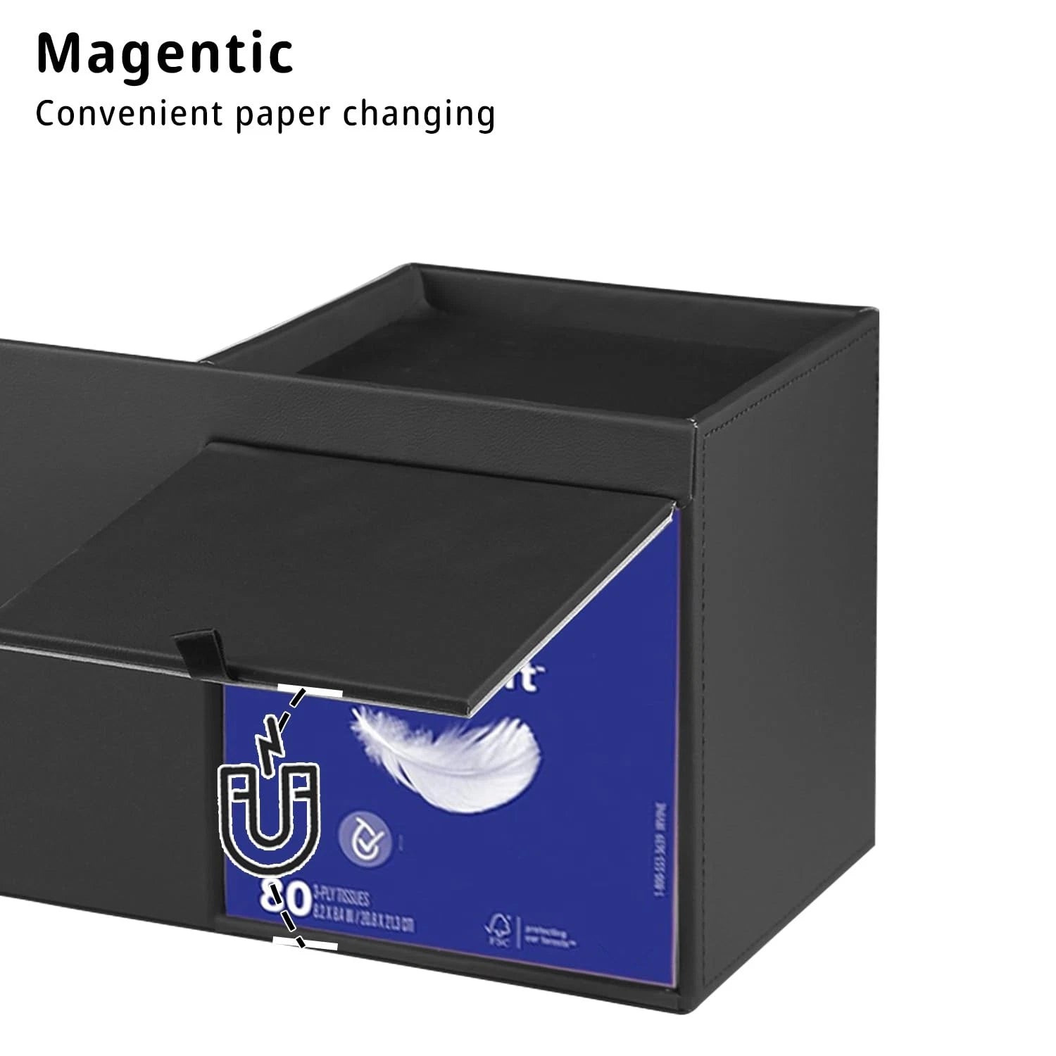 PU Leather Square Tissue Box Cover with Tray and Organizer,Multi-Function Rem... | eBay