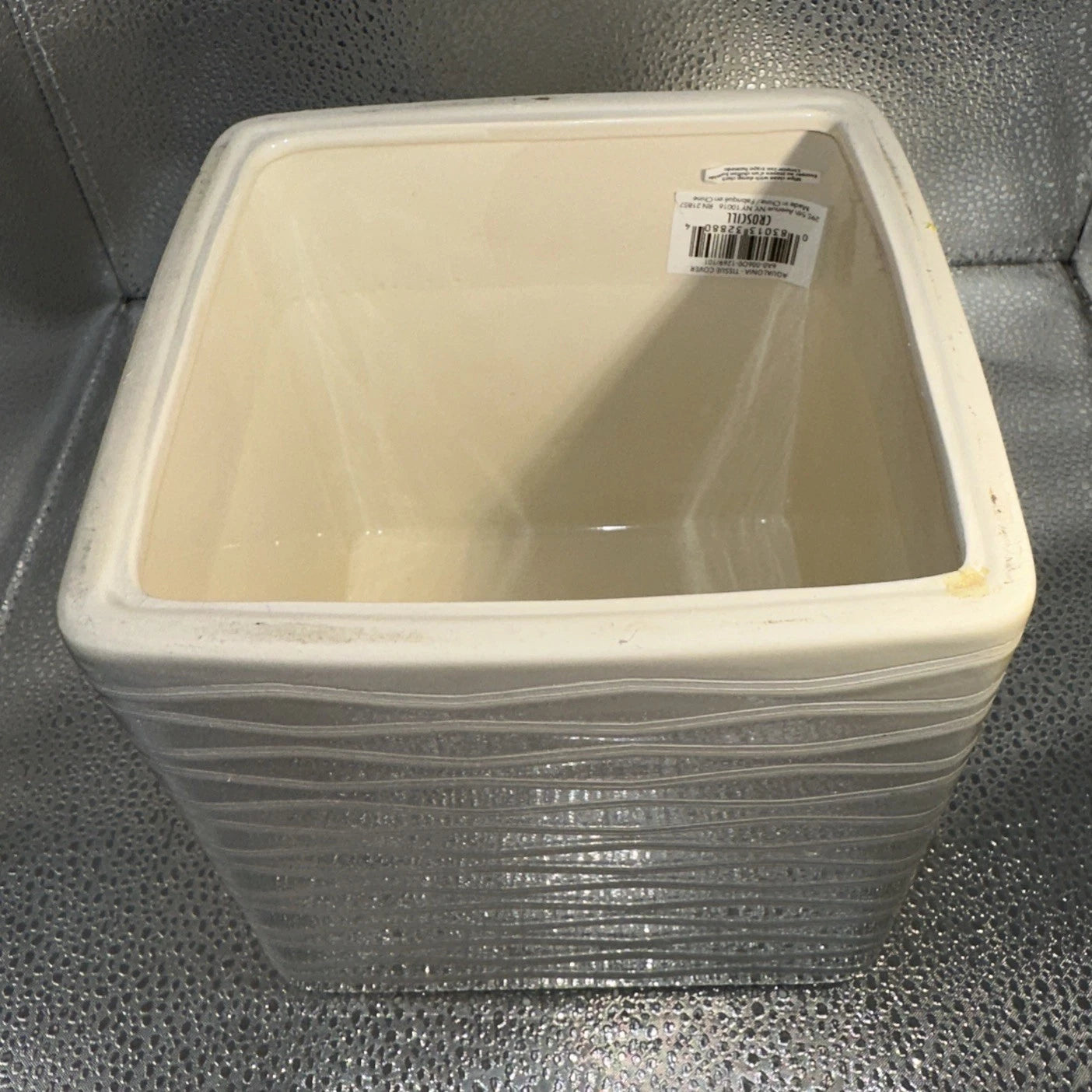 Croscill “Aqualonia” Tissue Box Cover Lines Textured Ribbed Ceramic | eBay