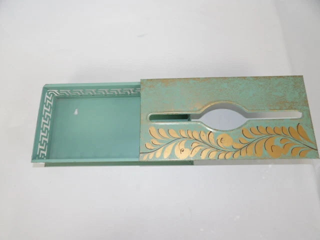 Vintage Metal Tissue Box Cover w/ Painted Gold Vine Wall Hang or Counter | eBay
