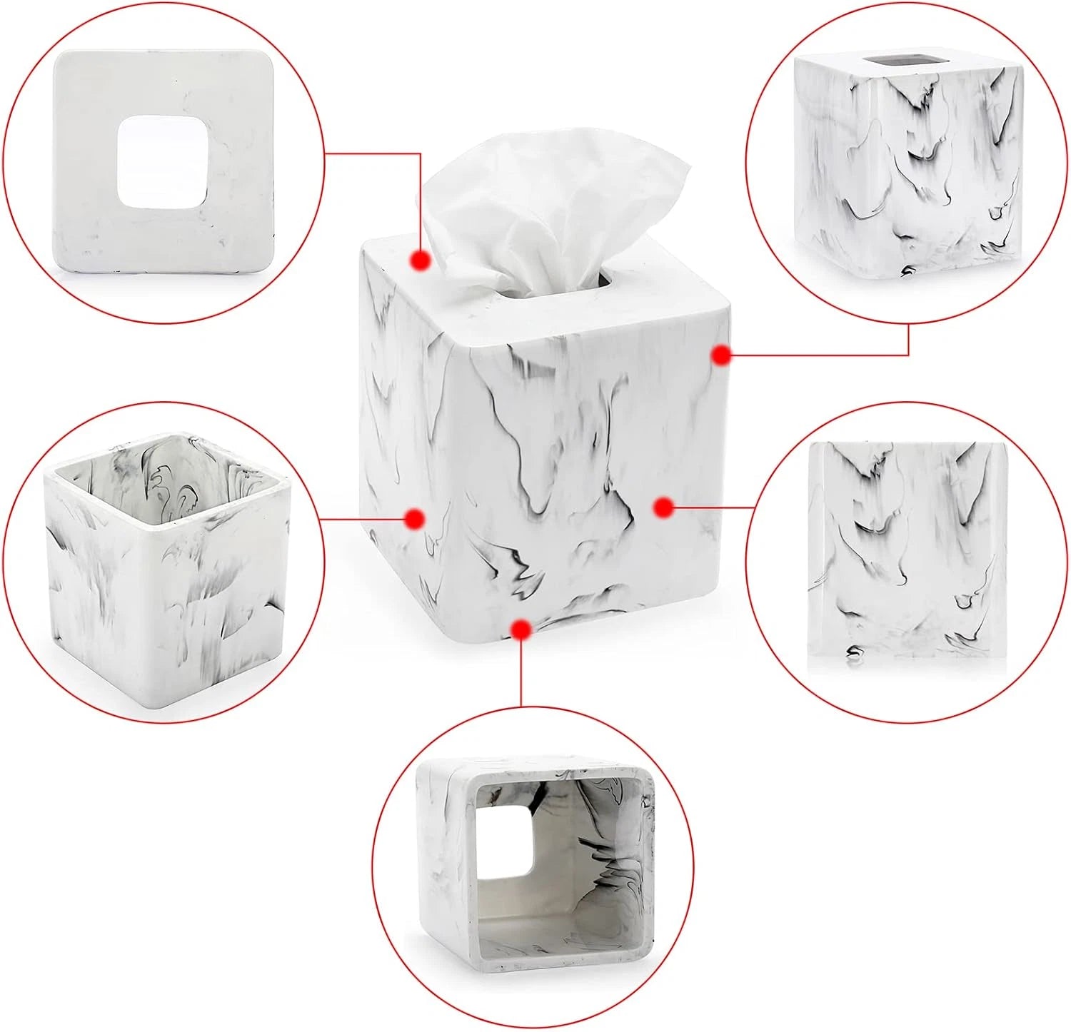 Resin Square Tissue Box Cover - Stylish Cube Tissue Box Holder with Open Bottom, | eBay