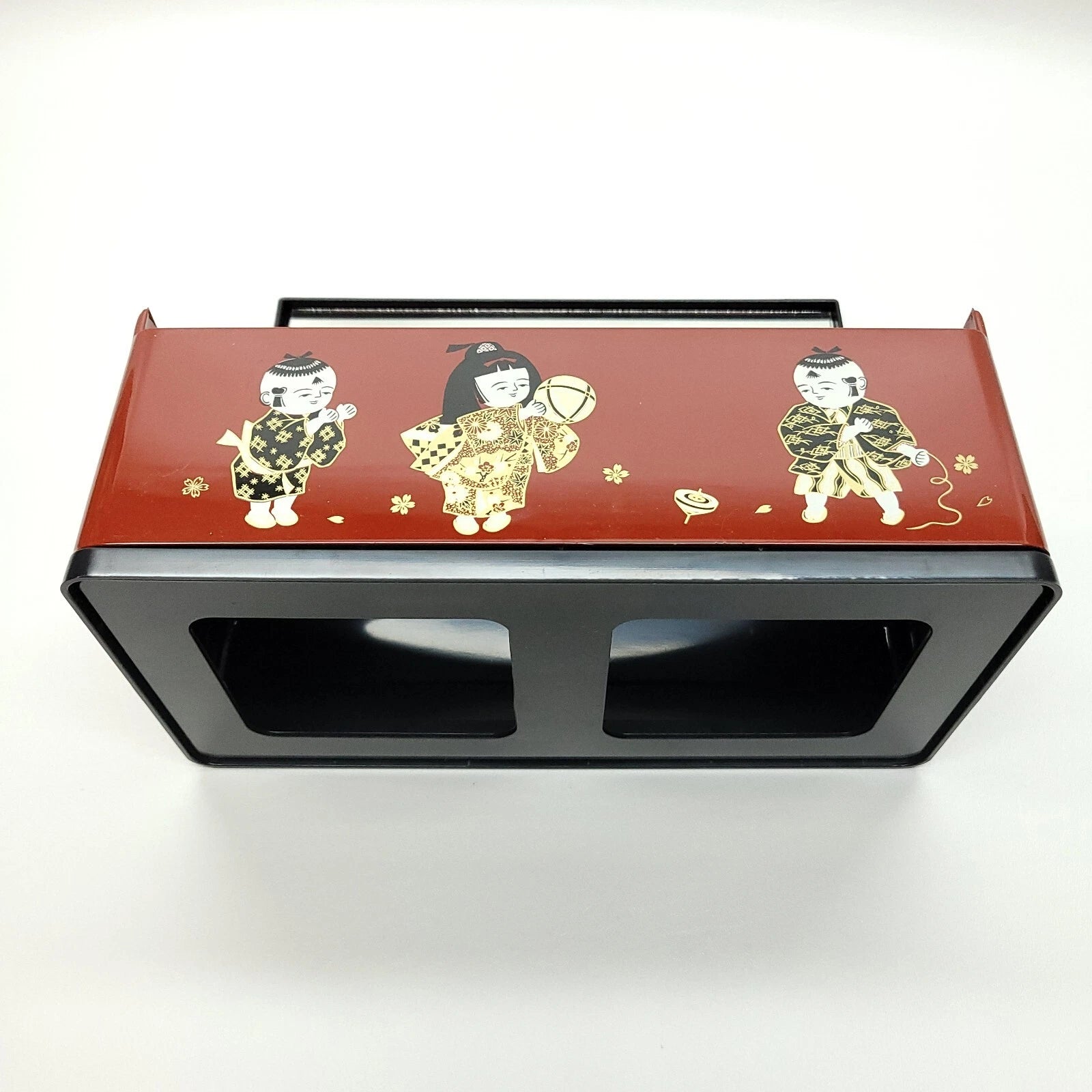 Vintage Tissue Box Holder With Attached Mirror On Lid Asian Themed Plastic | eBay