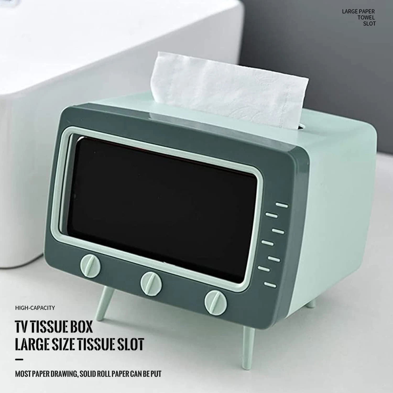 Retro TV Tissue Box Cover with Phone Holder for Home and Bathroom | eBay