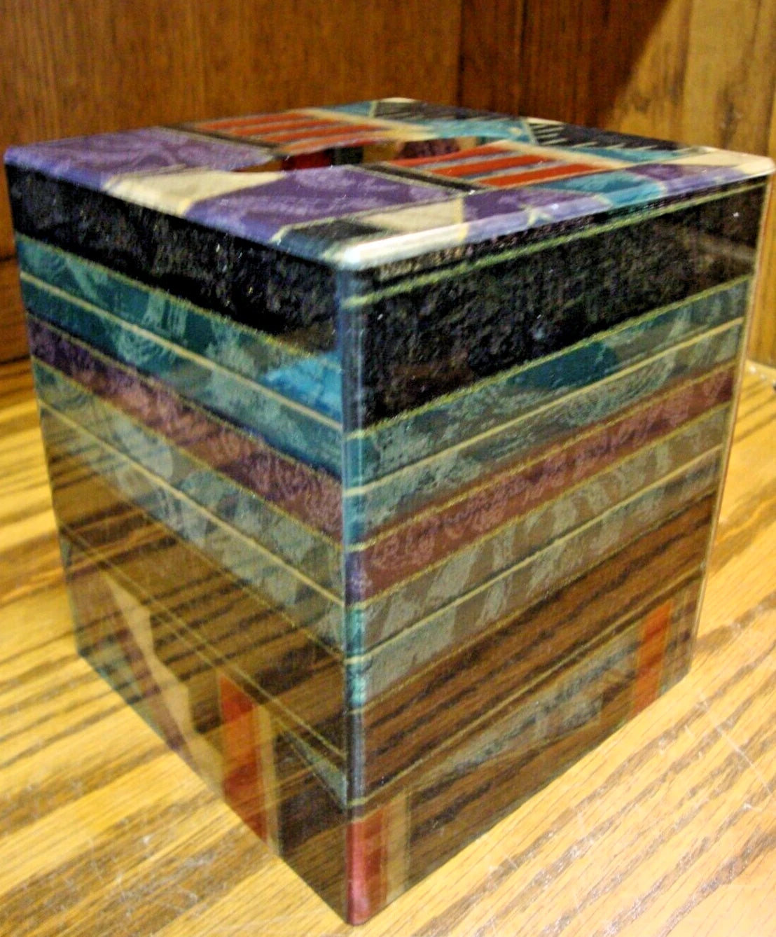 Acrylic Tissue Box Cover Holder Multi-Color Geometric Designs 6"x 5"x 5" 943 | eBay
