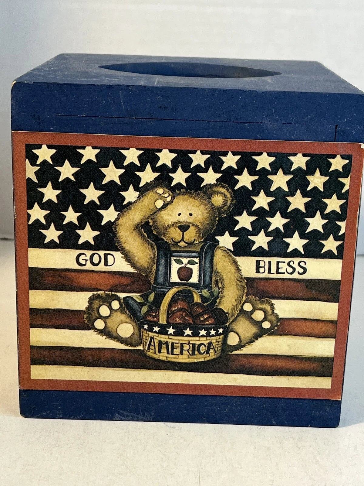 Solid Wood Tissue Box Holder American Teddy Bear Theme Nice! 1 Day Ship!👍 | eBay