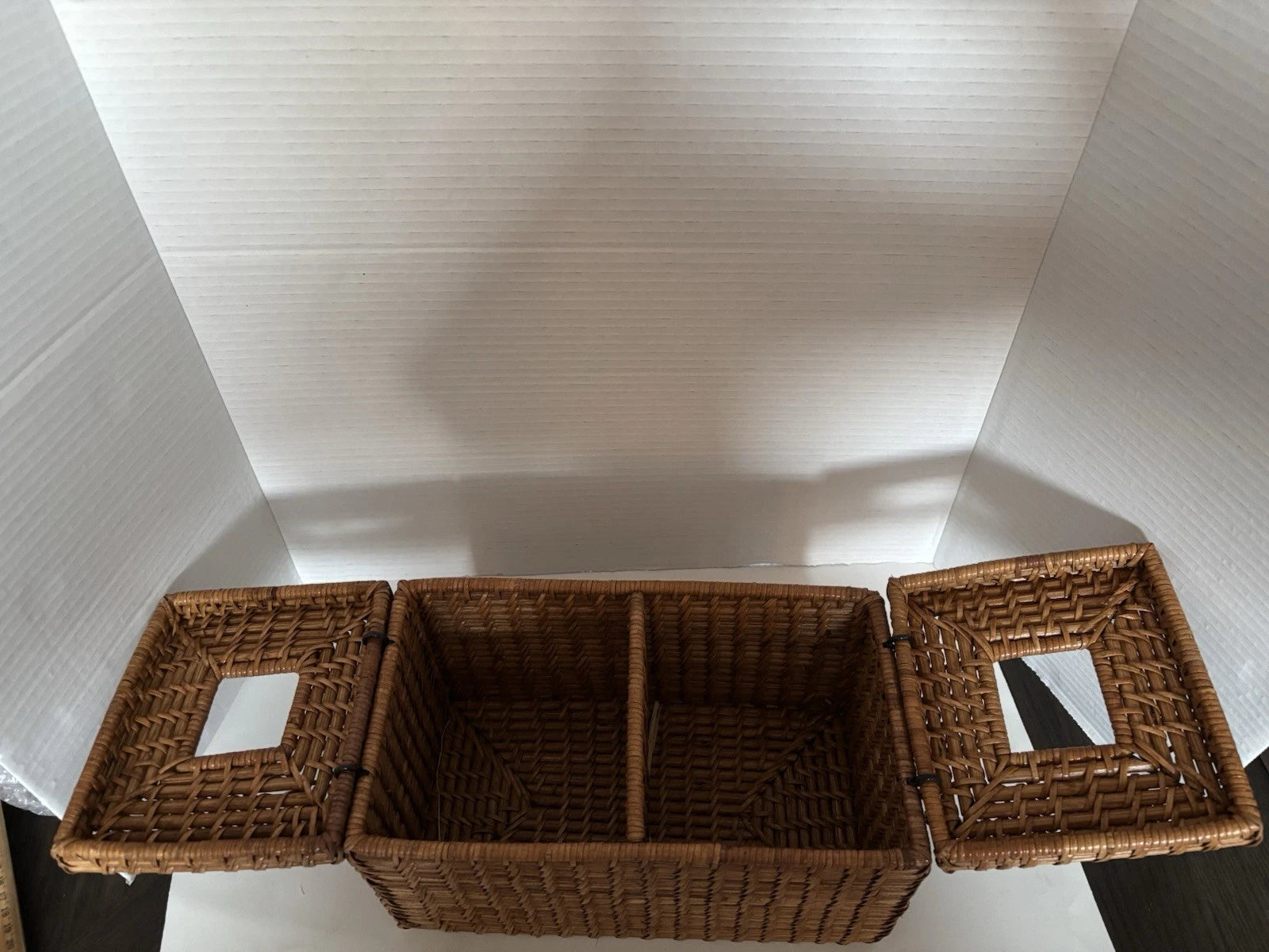 Wicker Tissue Box Double Holder Woven Rattan 6.5”T X 11”W X 6”D 2 Hinged Lids | eBay