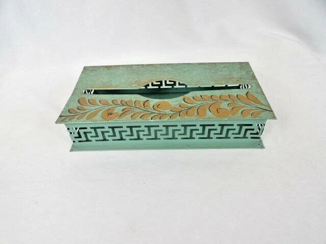 Vintage Metal Tissue Box Cover w/ Painted Gold Vine Wall Hang or Counter | eBay
