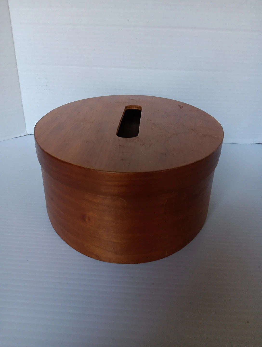 Vintage Shaker Style Oval Wood Tissue Holder Box w/Cover Copper Nails 12" x 9" | eBay