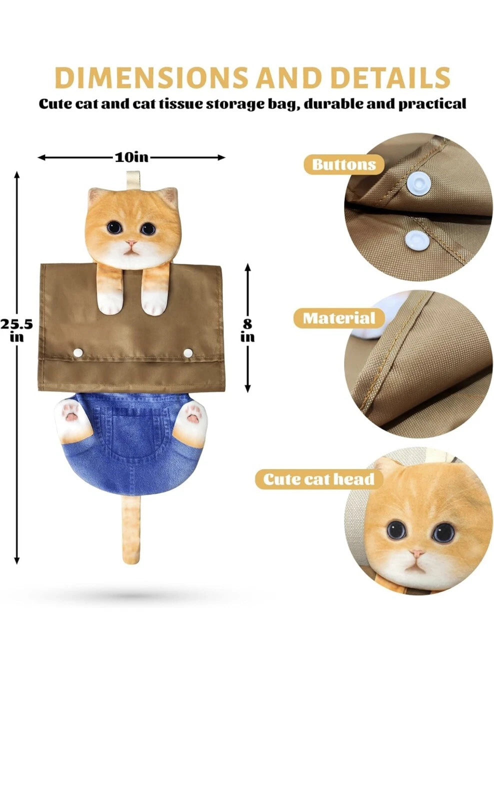 Cat Tissue Box Cover, Cute Paper Storage Dispenser,Creative Car Tissue Holder | eBay