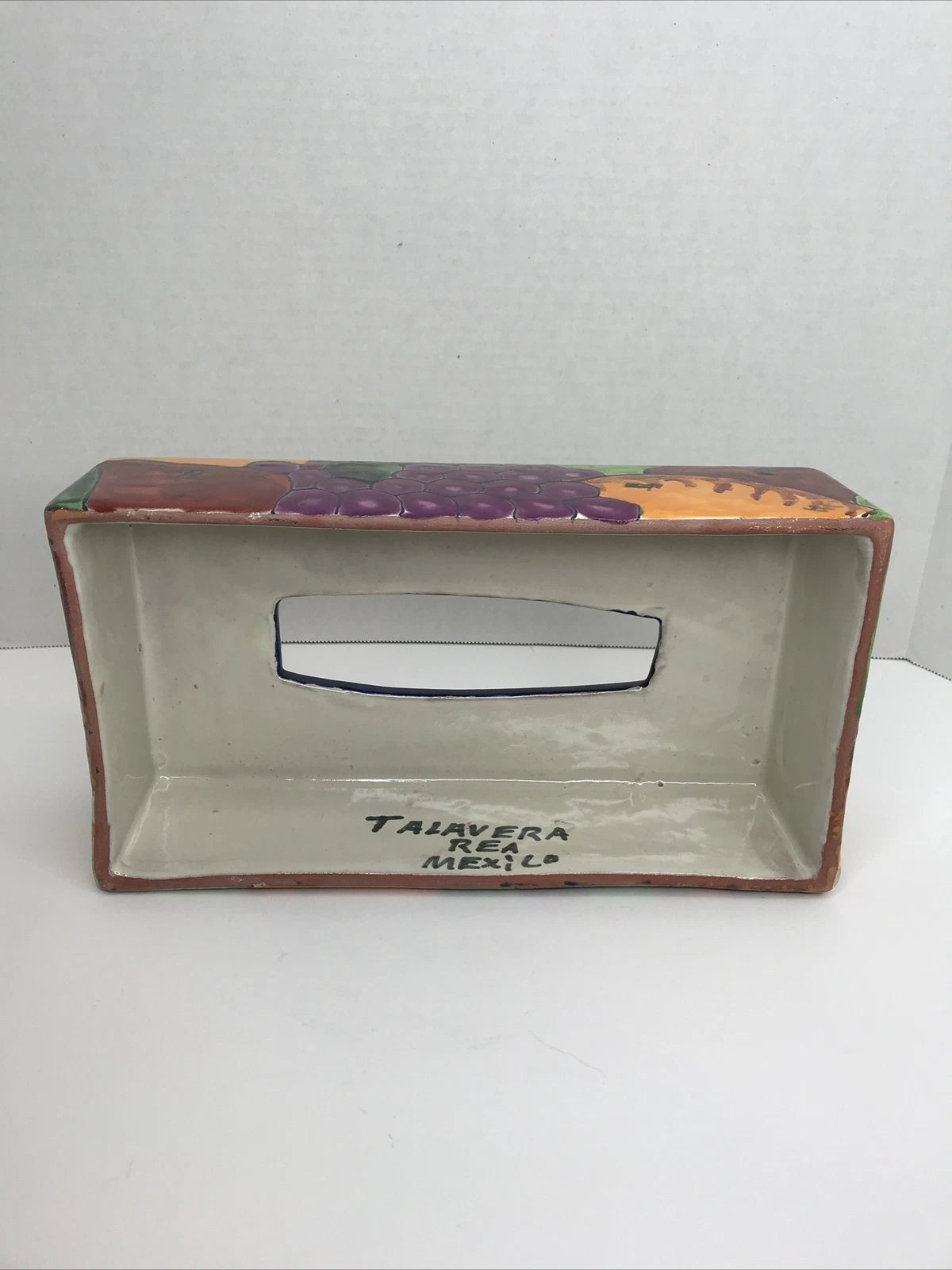 Mexico Talavera Tissue Box Holder Purple Orange Fruits Cover Kleenex Art Pottery | eBay