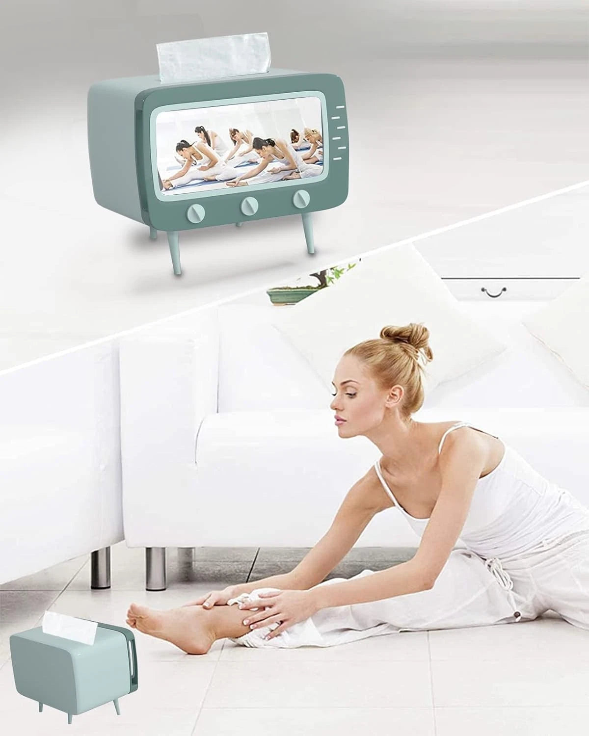 Retro TV Tissue Box Cover with Phone Holder for Home and Bathroom | eBay