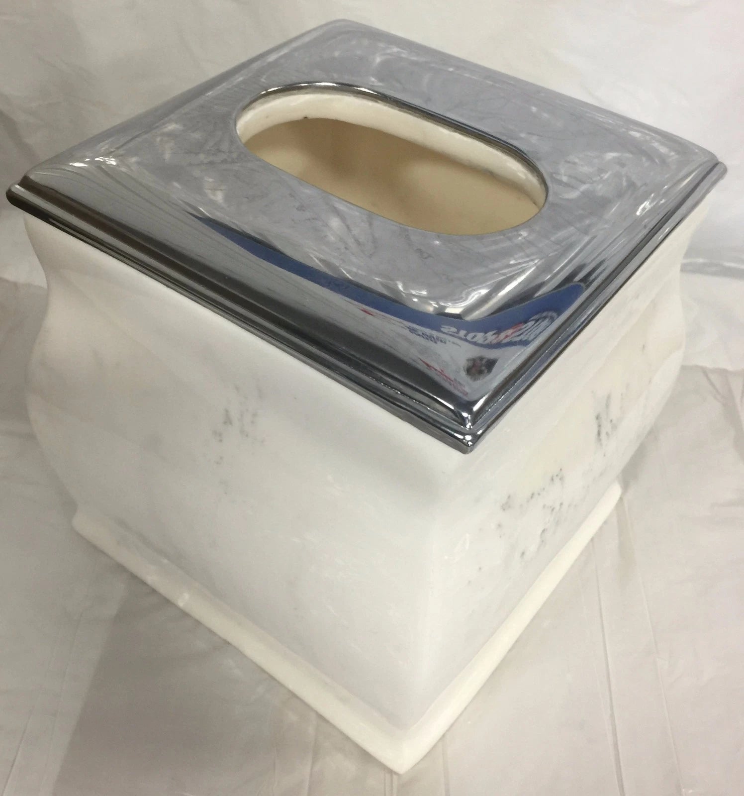 Brand New Ceramic Resin square tissue cover Tissue holder white with chrome top. | eBay