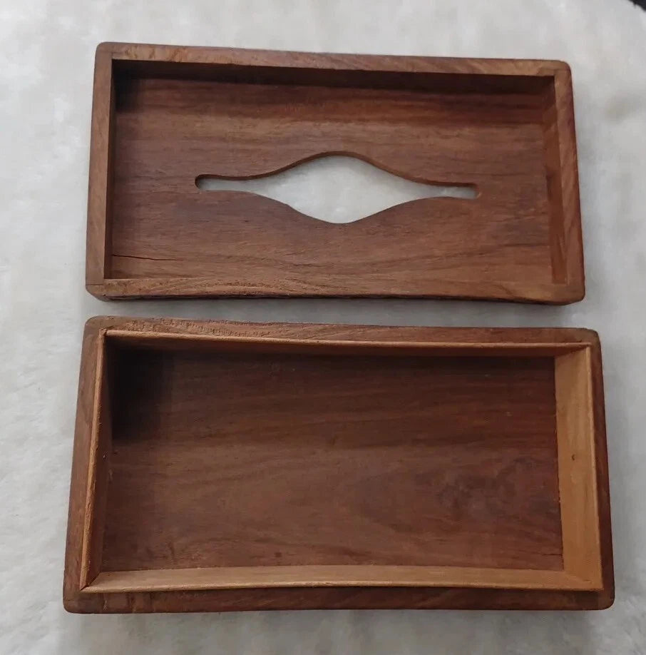 CARVED SOLID WOOD CARVED FLOWERS TISSUE BOX COVER BOHO | eBay