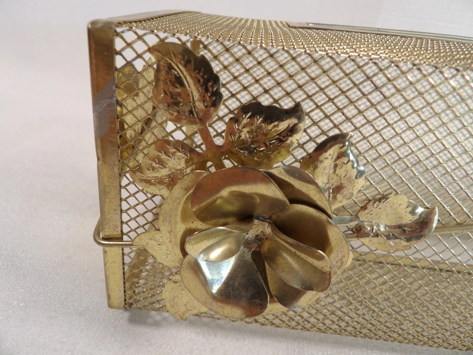 Vintage Tissue Box Holder Gold Color Metal Mesh w/Roses Hollywood Regency Style | eBay