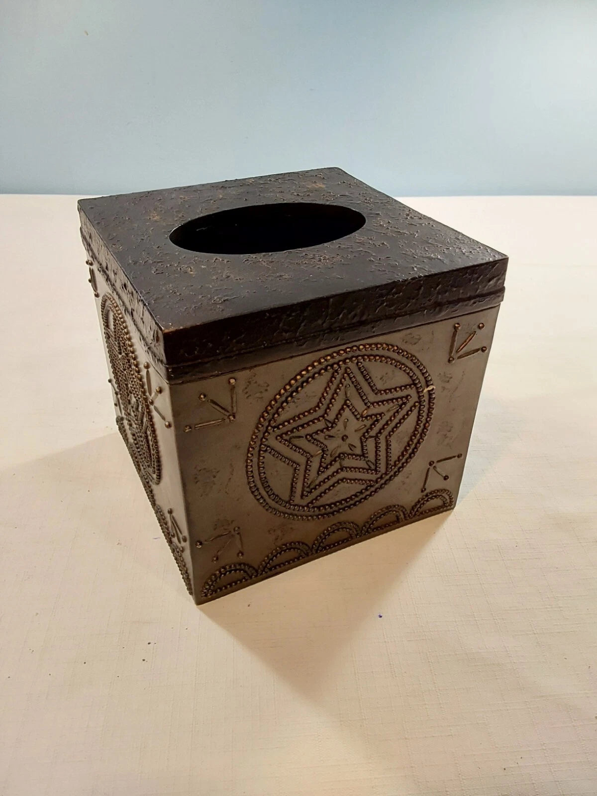 Antique Grey Star Pattern Beaded Square Bath Home Tissue Box Cover Holder | eBay