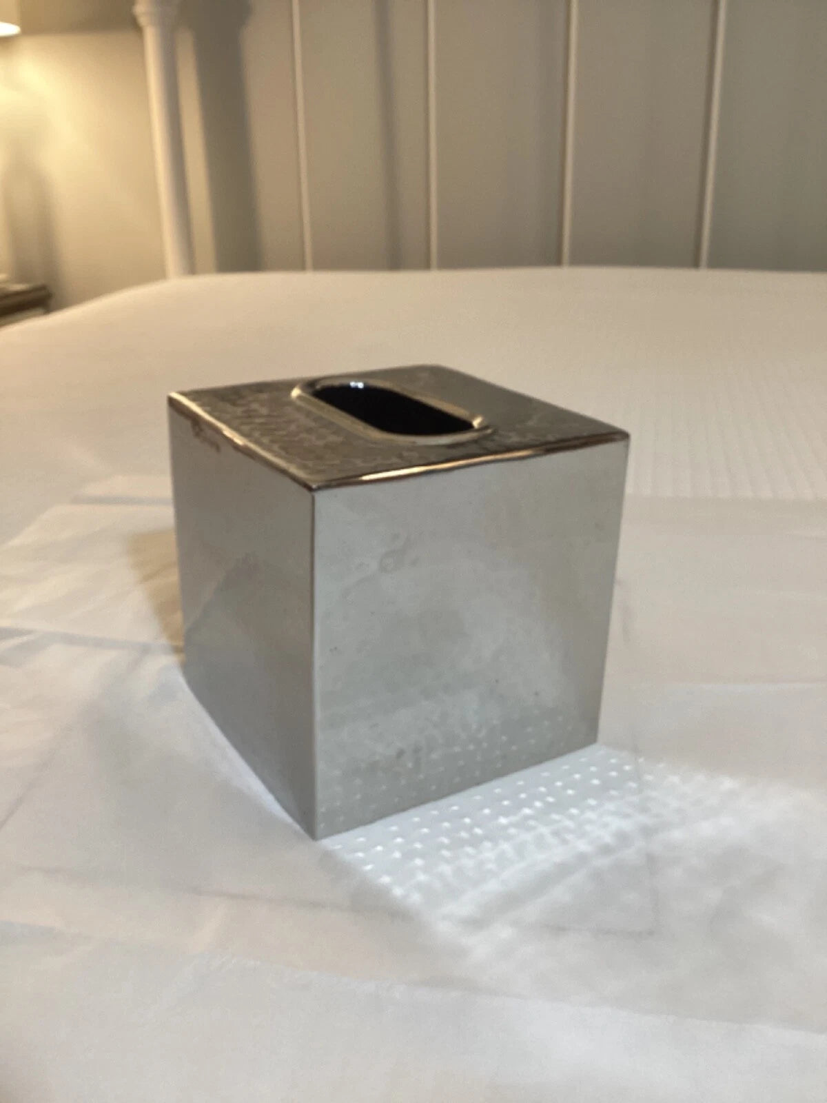 Textured Silver Metal India Boutique Tissue Box Cover EXCELLENT Condition | eBay