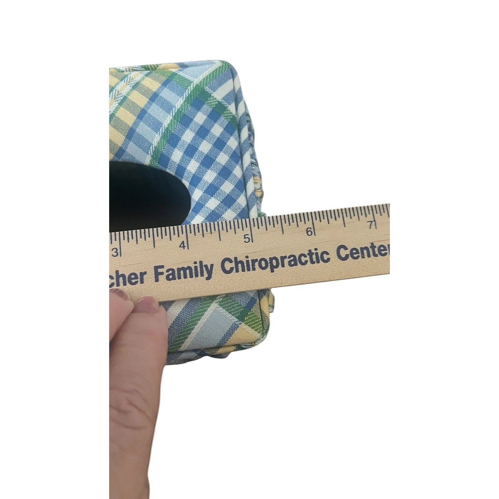 Vintage Tissue Box Cover Blue and Yellow Fabric Gingham Print EUC Waverly?? | eBay