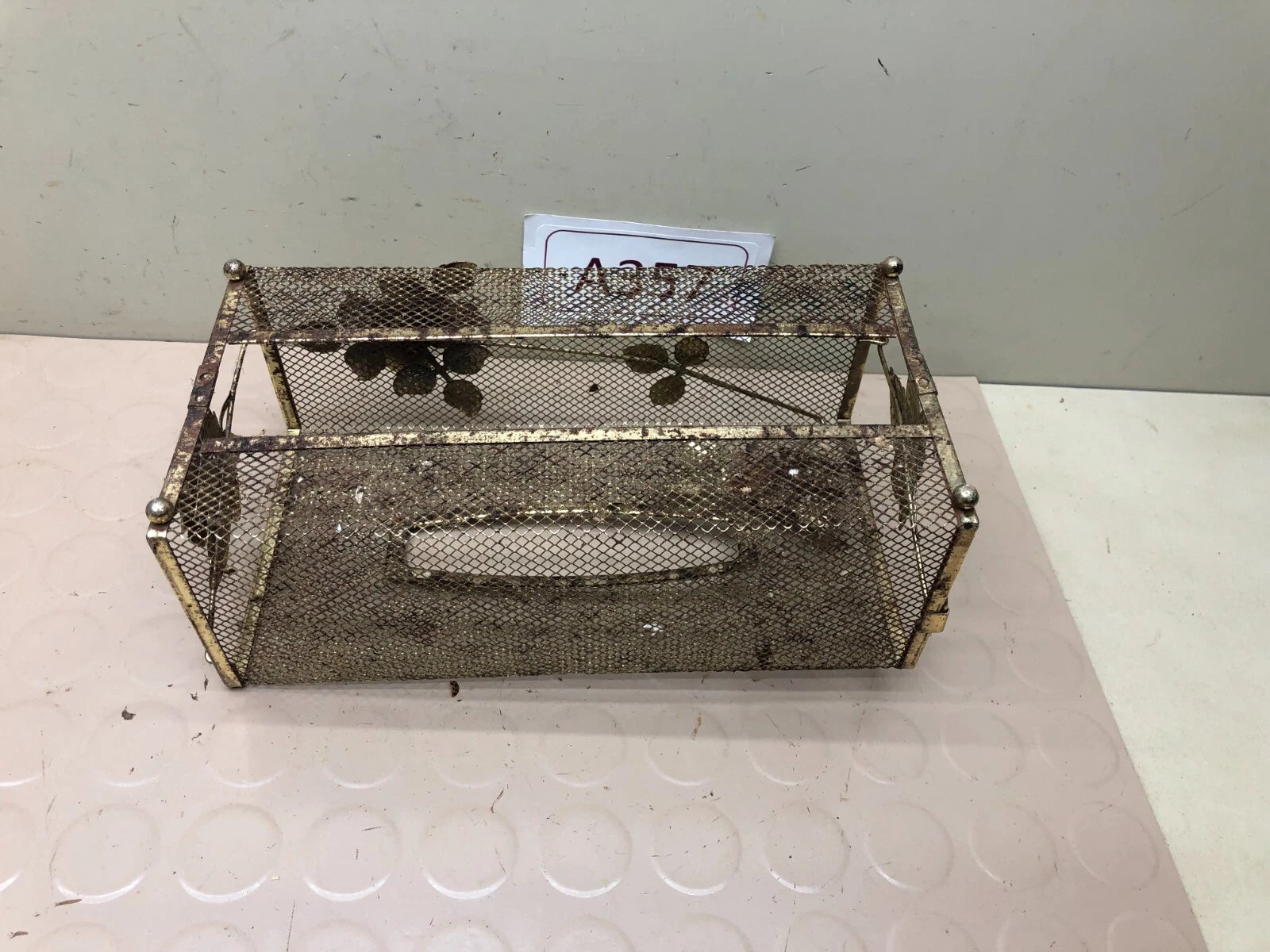 Vintage Tissue Box Cover Gold-Tone With Roses Metal Mesh Vanity Kleenex Holder | eBay