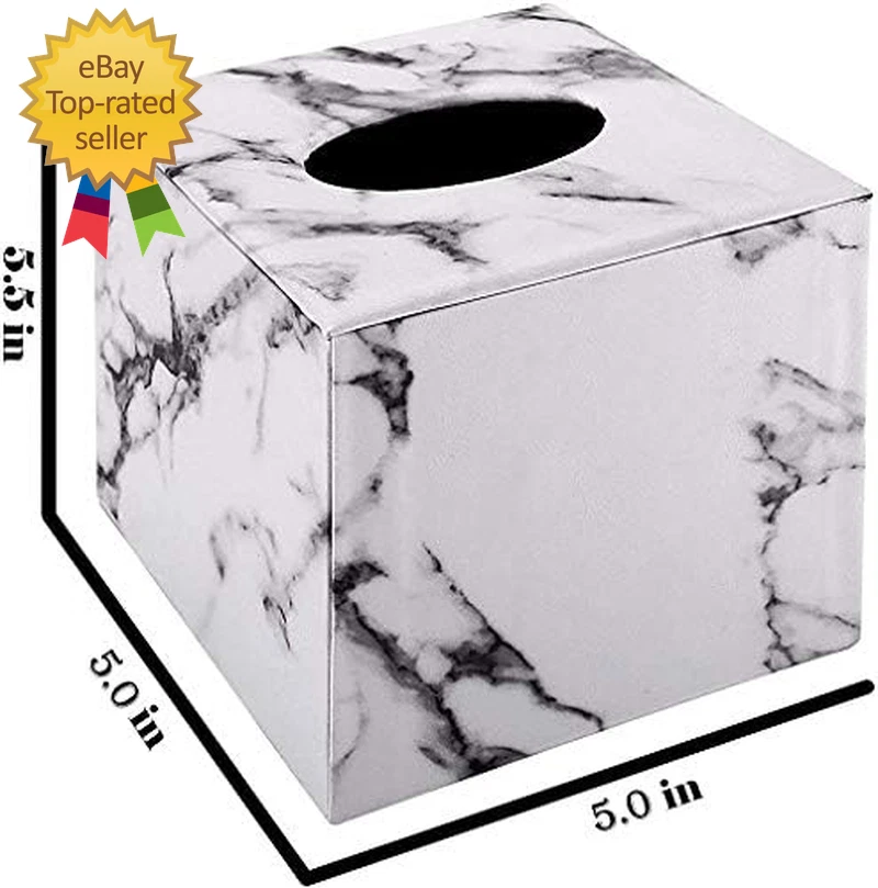 Tissue Box Cover Square Modern Marble Style Marble Stripes PU Leather | eBay
