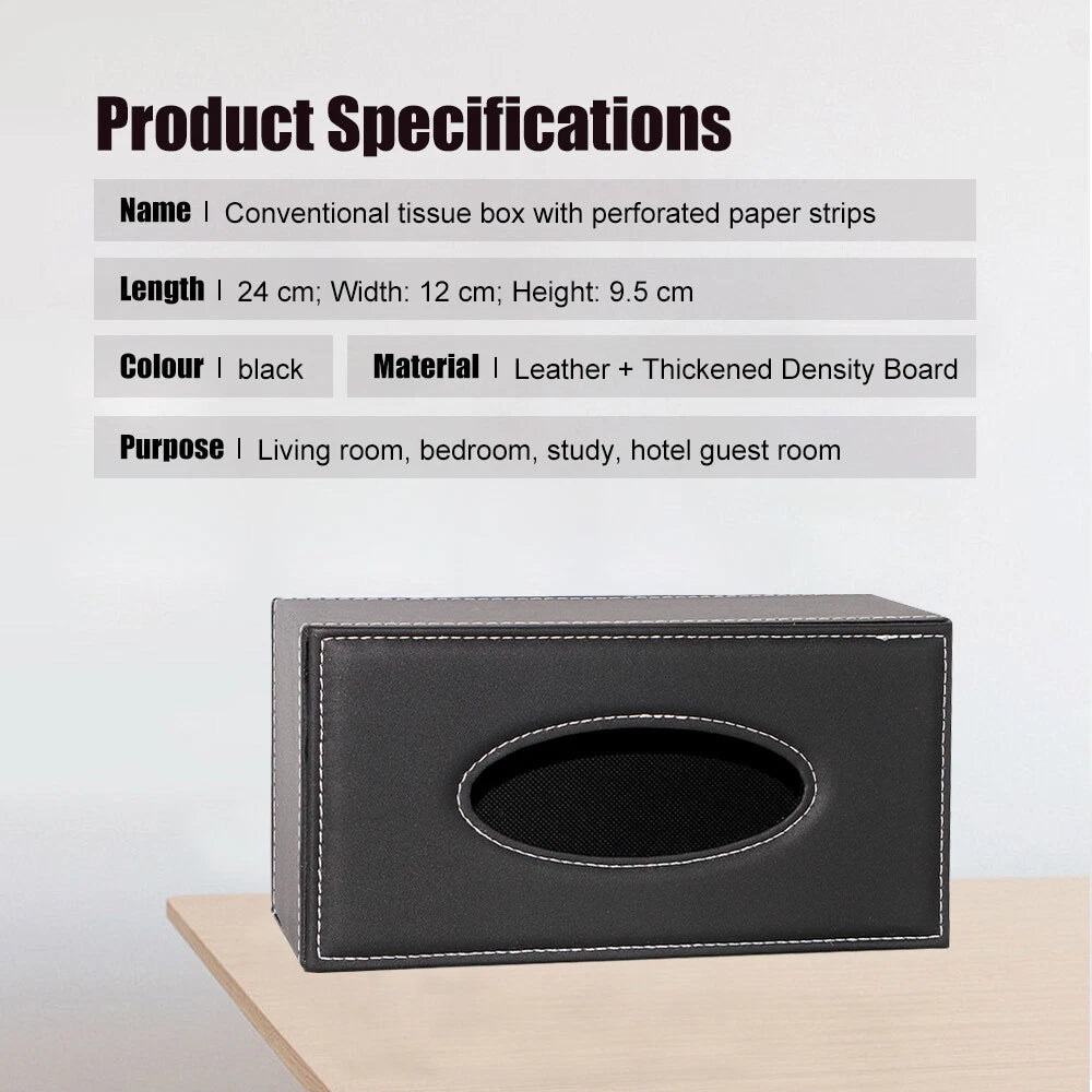 For 3.1" Tall Tissue Boxes (Black) PU Leather Tissue Box Cover Case Holder | eBay